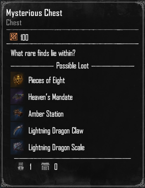 Info of the Mysterious Chest (Elder Shadowbeast)